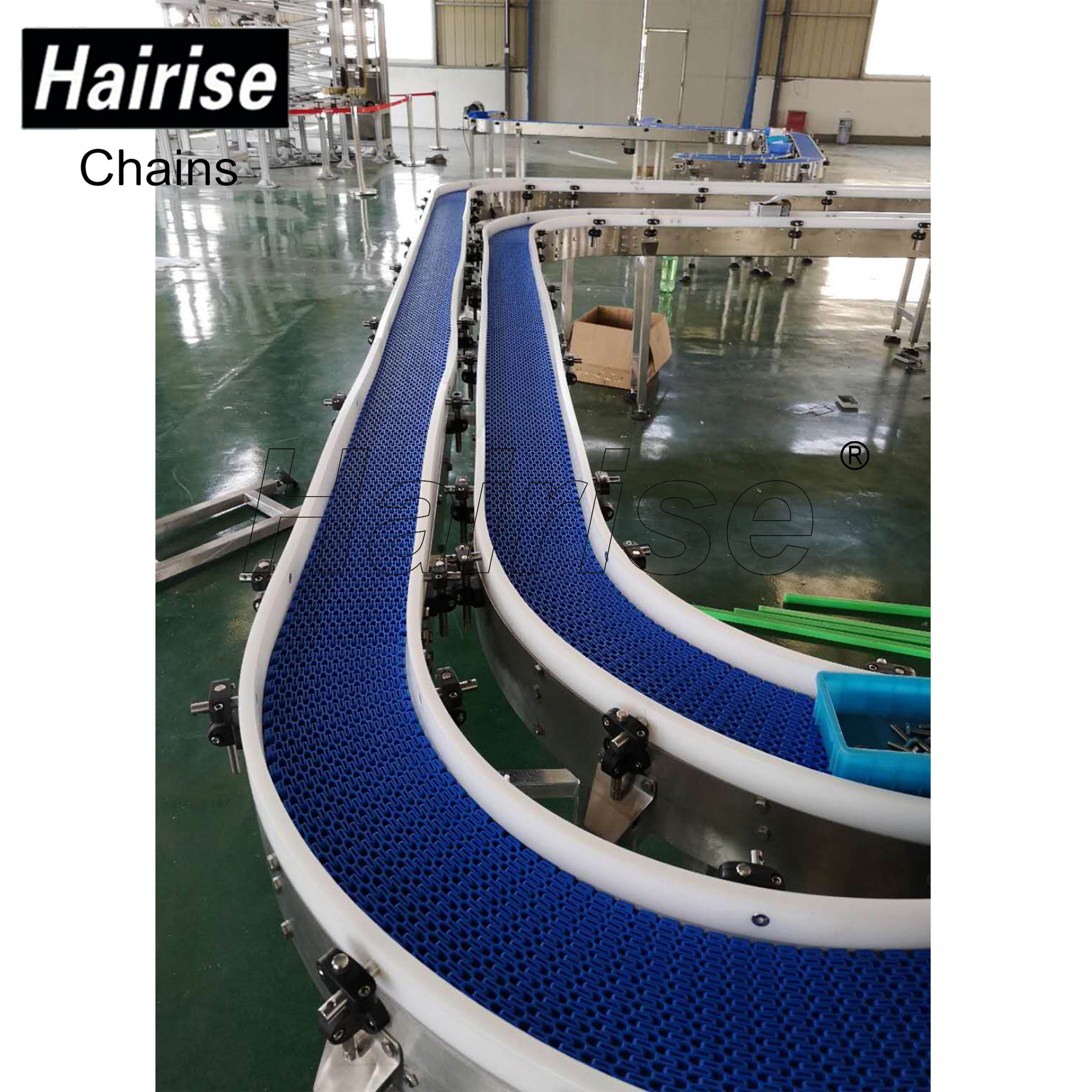 Hairise plastic modular belt conveyor with turn