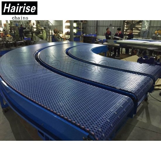 Hairise curved conveyors with modular belts