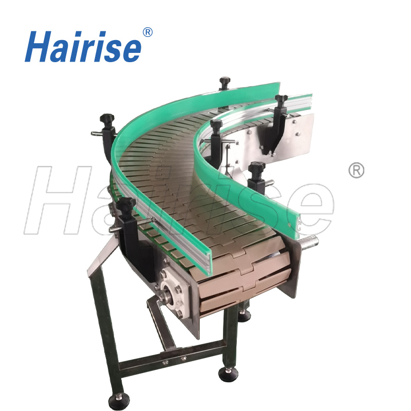Hairise slat top chain turning conveyor